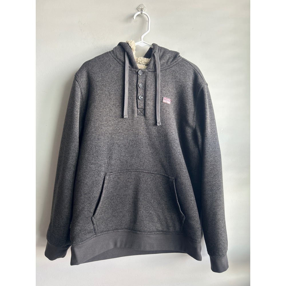 O'Neill Gray Henley Hoodie Men Large